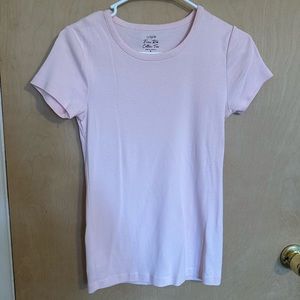 J. Crew Factory Fine Rib Crewneck Cotton Tee Pink Small